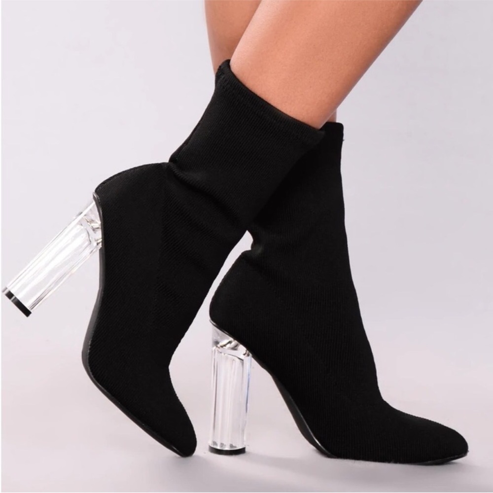 Clear heeled boots